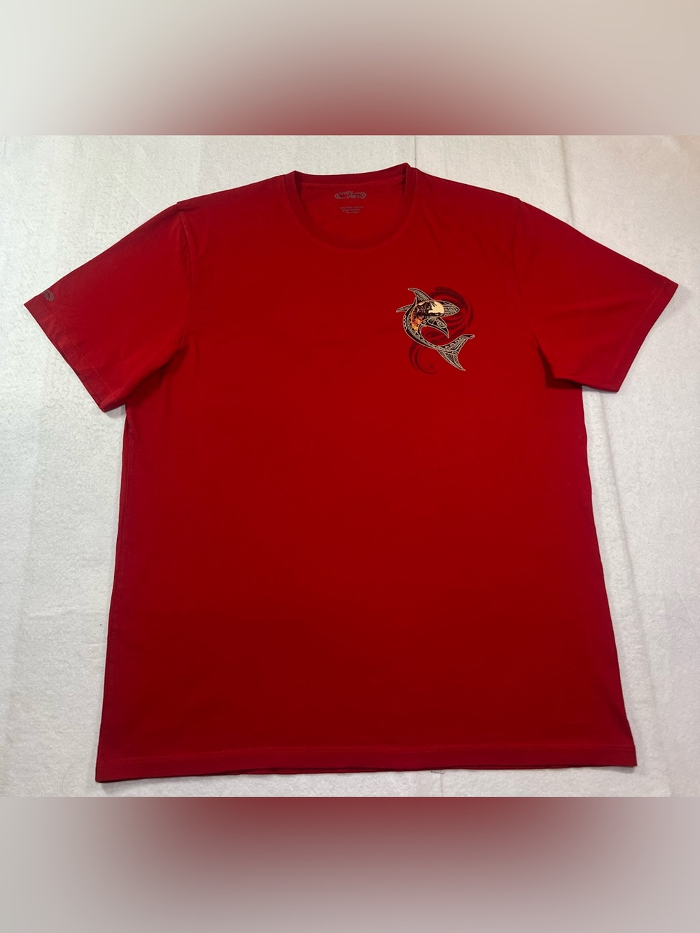 Crazy Shirts Mens Tribal Shark Sunset Back Graphic T-Shirt, Large, Red